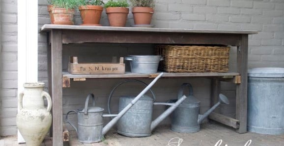Table styled potting bench via Songbird