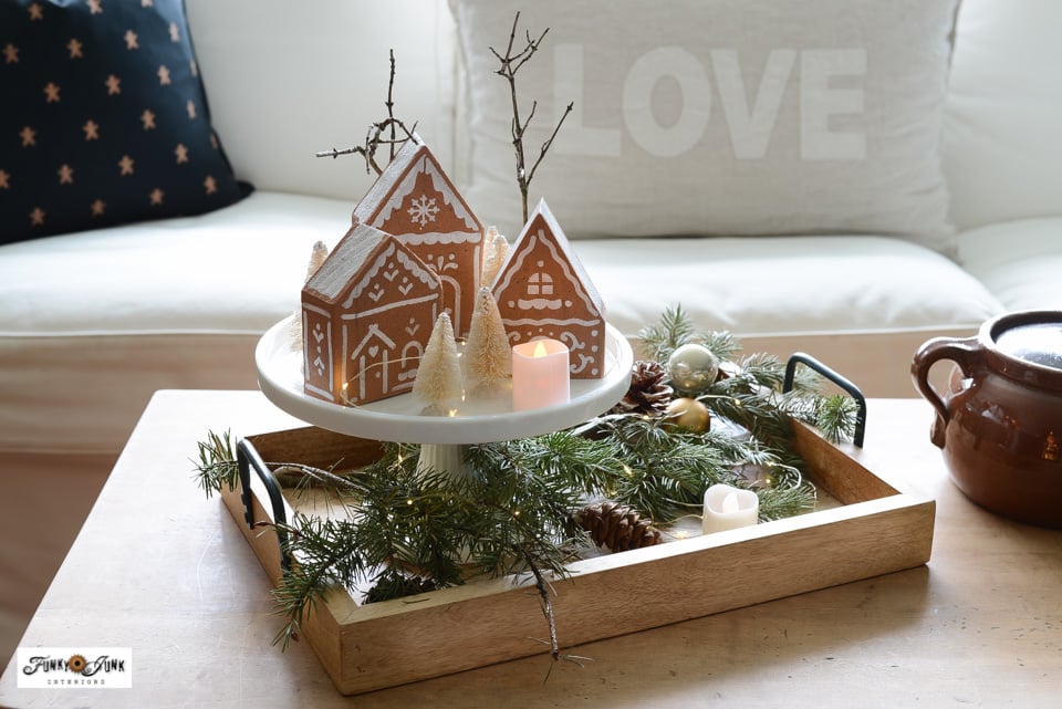 Christmas tour gingerbread village on a cake stand with cookie crocks2 ...