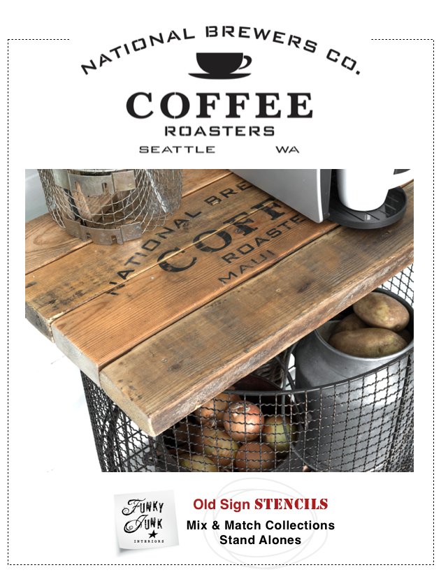 National Brewers Co. Coffee Roasters stencil from Funky Junk's Old Sign Stencils