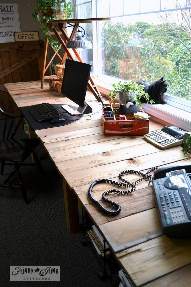 Create a pallet wood desk from scratch! via Funky Junk Interiors, part of a whole home JUNK tour!
