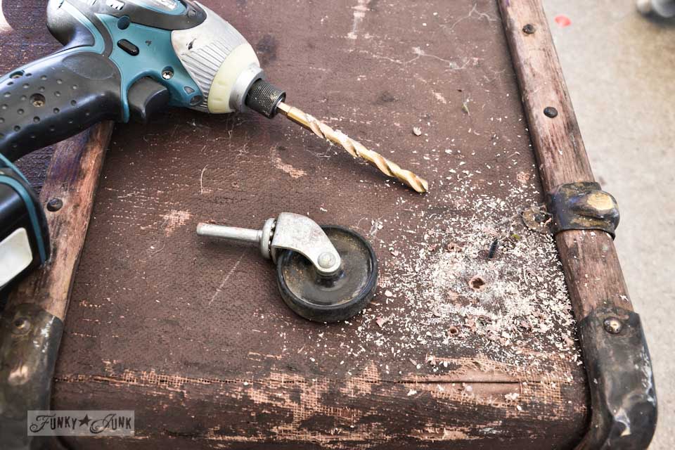 How to put wheels on a trunk via https://www.funkyjunkinteriors.net/