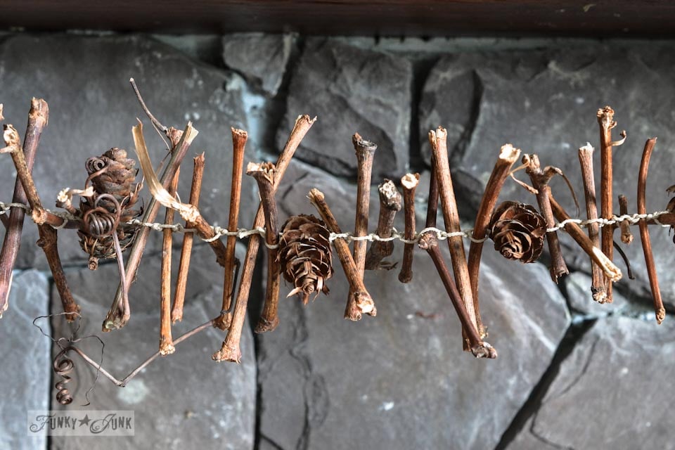 Twig pine cone Christmas garland learn how to make it for free!