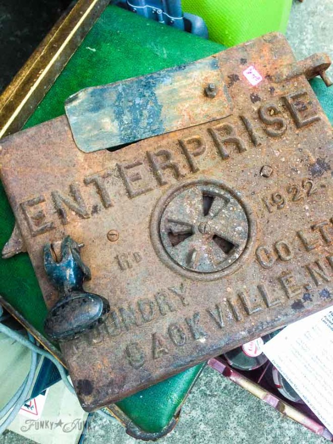 Wood stove cast iron door /  What would you do with these salvaged finds? via https://www.funkyjunkinteriors.net/