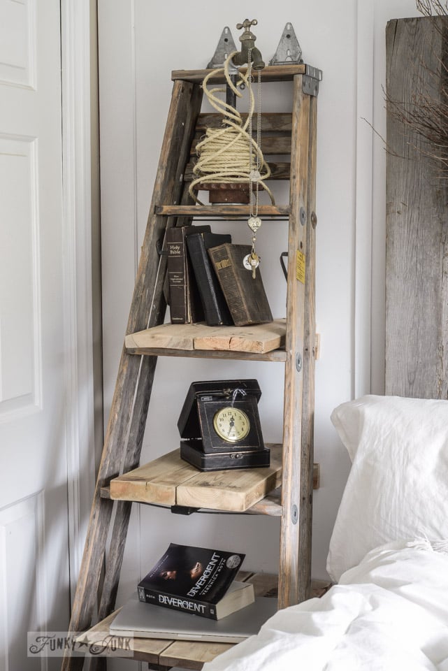 Make An Upcycled Stepladder Side Table With Shelves Instantly