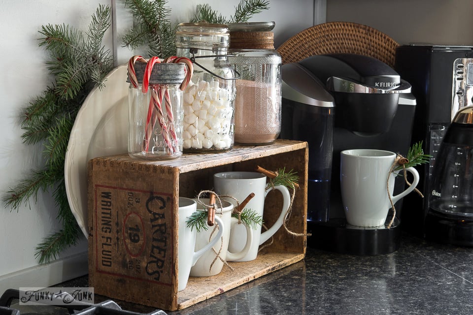 homemade hot cocoa with a cute compact station