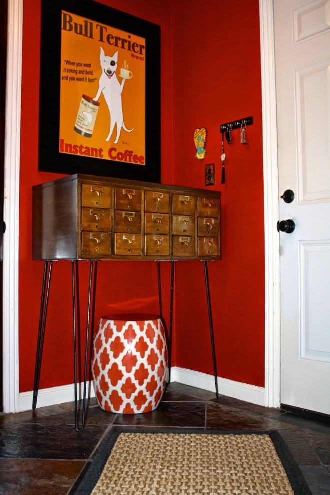 Make Me Pretty Again - card catalogue chevron topped table Make Me Pretty Again - card catalogue chevron topped table