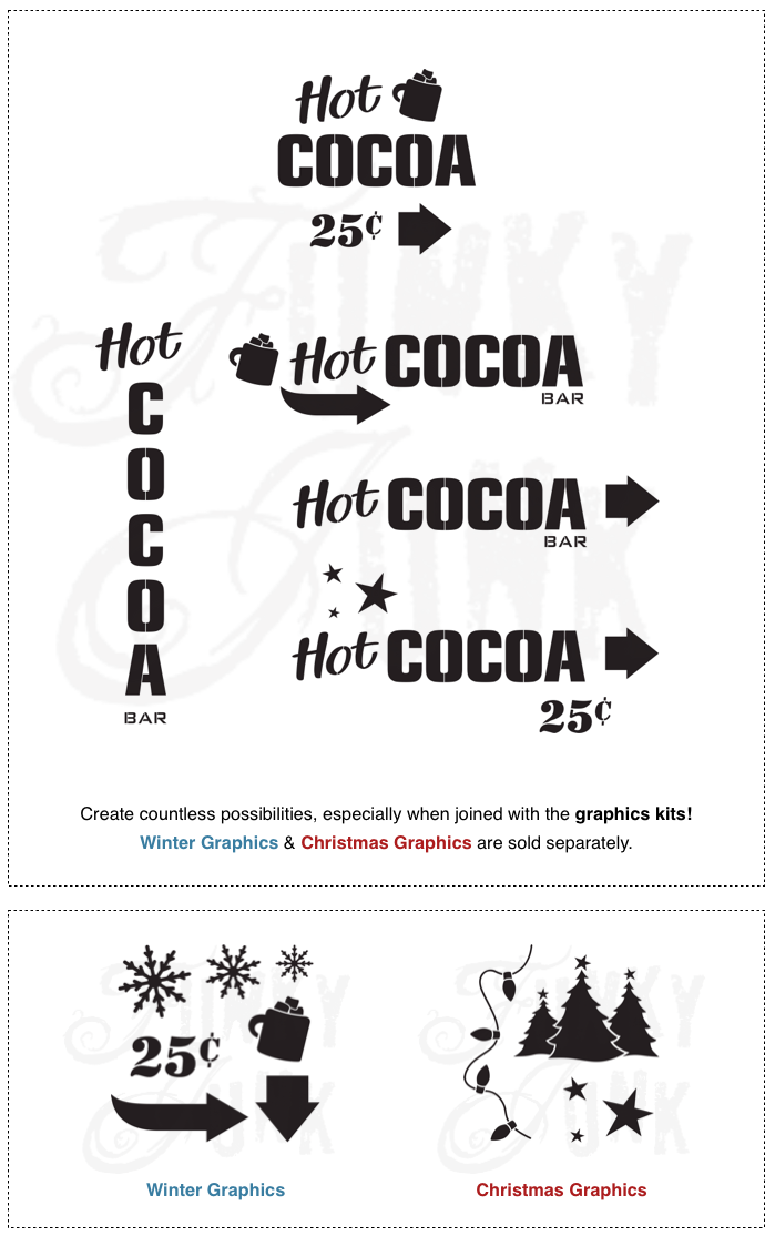 A reclaimed wood hot cocoa bar using Funky Junk's Old Sign Stencils / funkyjunkinteriors.net