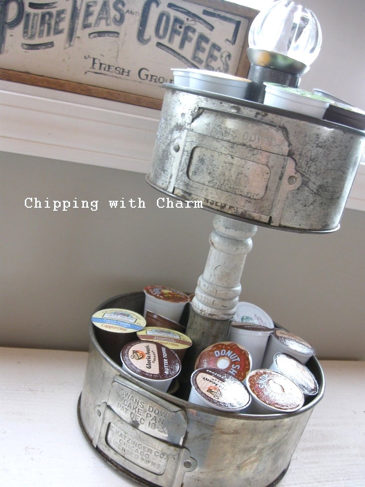 K-Cup Baking Pan Storage Stand, by Chipping with Charm, featured on Funky Junk Interiors K-Cup Baking Pan Storage Stand, by Chipping with Charm, featured on Funky Junk Interiors