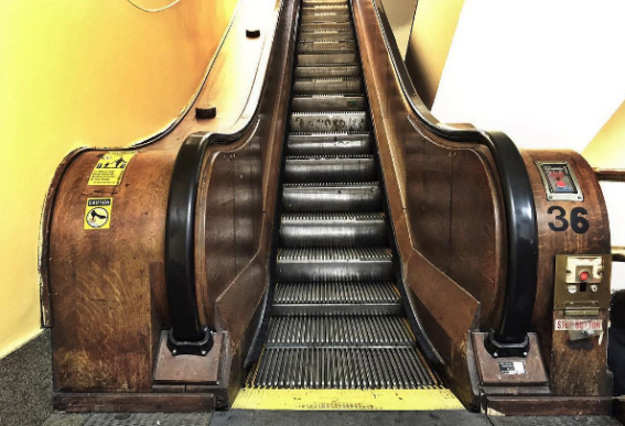 Macy's wooden escalator in New York City