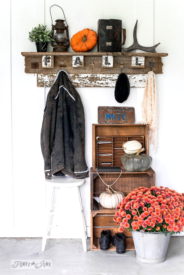 Wall Mounted Coat Rack with 10 Tri Hooks: Wooden Coat Hook Hanger