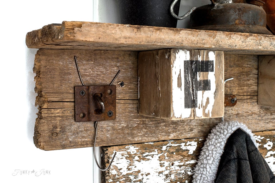 Interchangeable FALL FARM reclaimed wood coat hook shelf