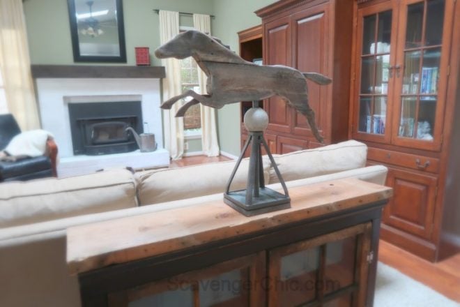 Car jack horse weathervane by Scavenger Chic, featured on Funky Junk Interiors