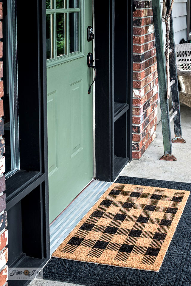 Stenciled Buffalo Check front doormat - Funky Junk Interiors