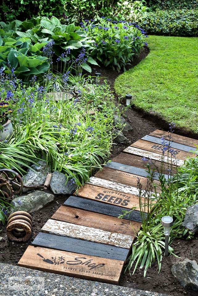 Image of Black wood chips in a walkway