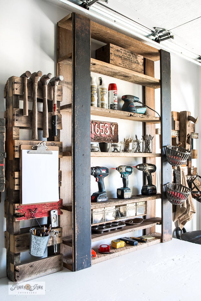 DIY pallet shelves built with any reclaimed wood