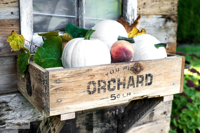 Fall rustic shed with crate window box and directional signsFunky Junk ...