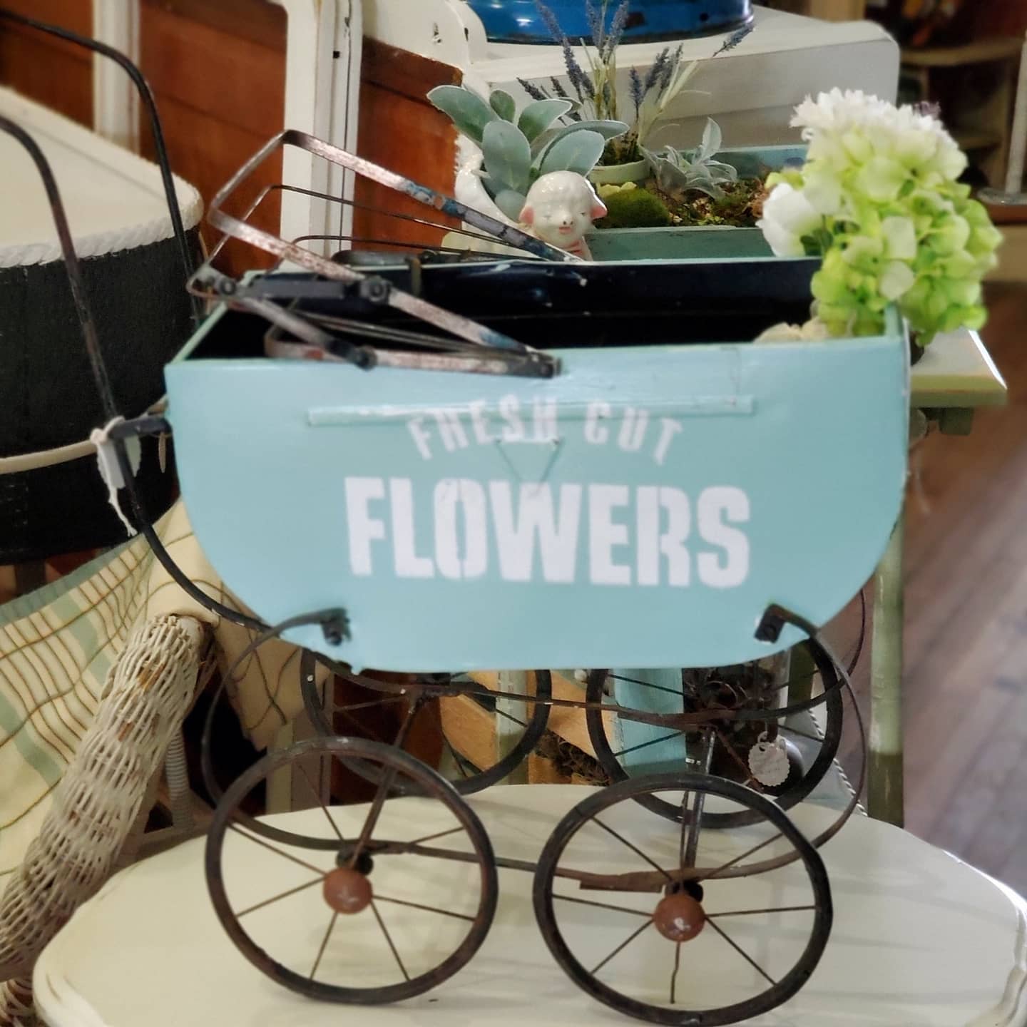 Fresh Cut Flowers vintage buggy by Junky Encores, featured on DIY Salvaged Junk Projects 565 on Funky Junk! Fresh Cut Flowers vintage buggy by Junky Encores, featured on DIY Salvaged Junk Projects 565 on Funky Junk!