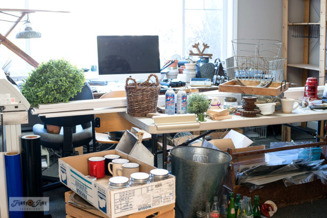 Collection storage on white painted shelving - Funky Junk ...