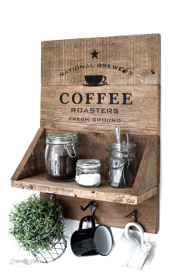 Easy DIY wooden wall shelf coffee station for small spaces - Funky Junk  Interiors