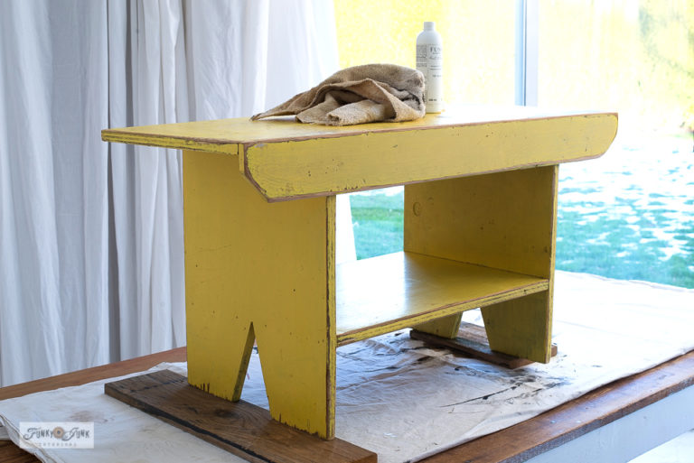 From sitting bench to unique side table with storage - Funky Junk ...