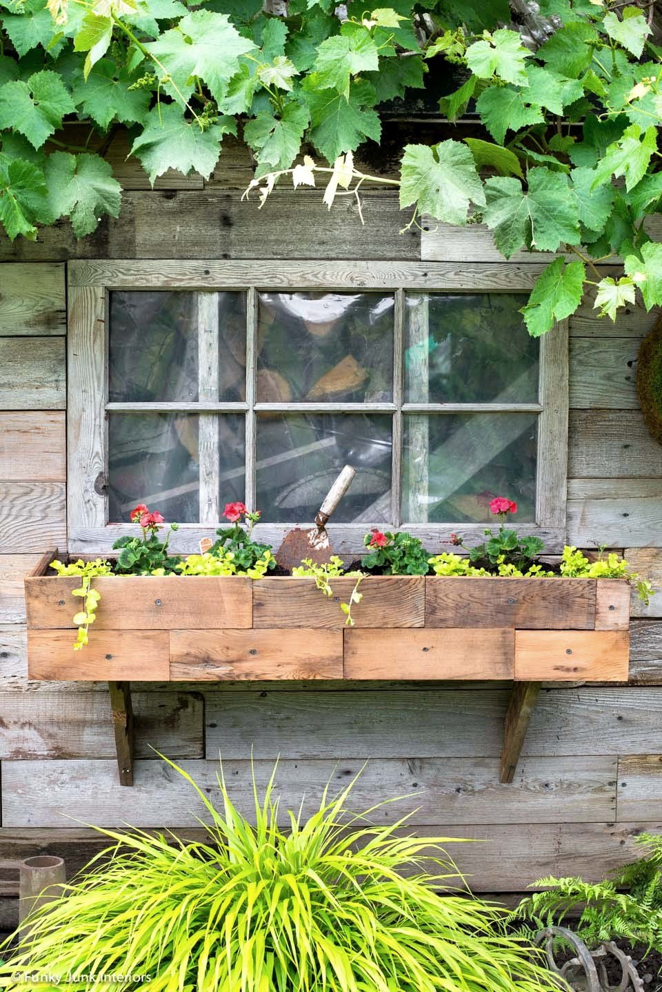 DIY window box planters on a garden shed009 Funky Junk