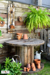Upcycled cable reel potting table - instant and easy! - Funky Junk ...