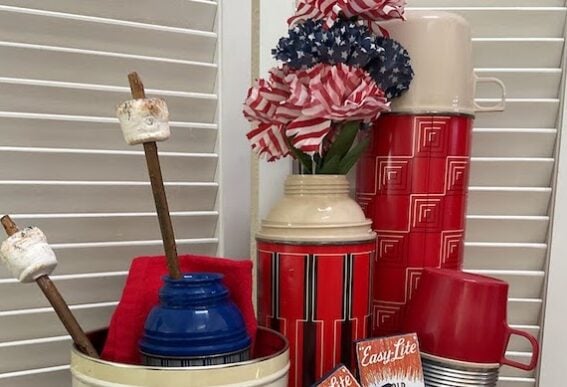 4th of July decor campfire vignette