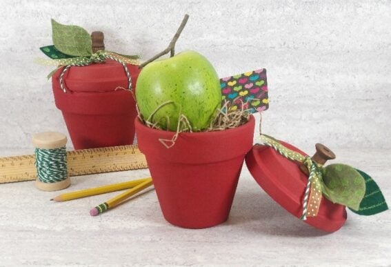 clay pot apple for teacher's gift by Creatively Beth