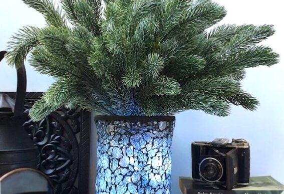 mosaic vase from shattered glass