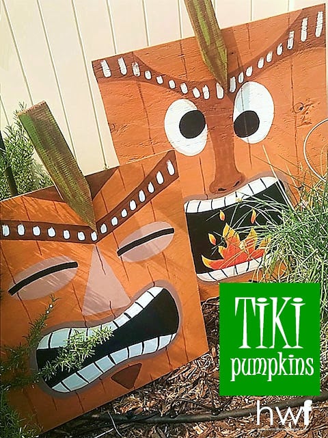 tiki wooden pumpkins - featured on New Upcycle Ideas 793