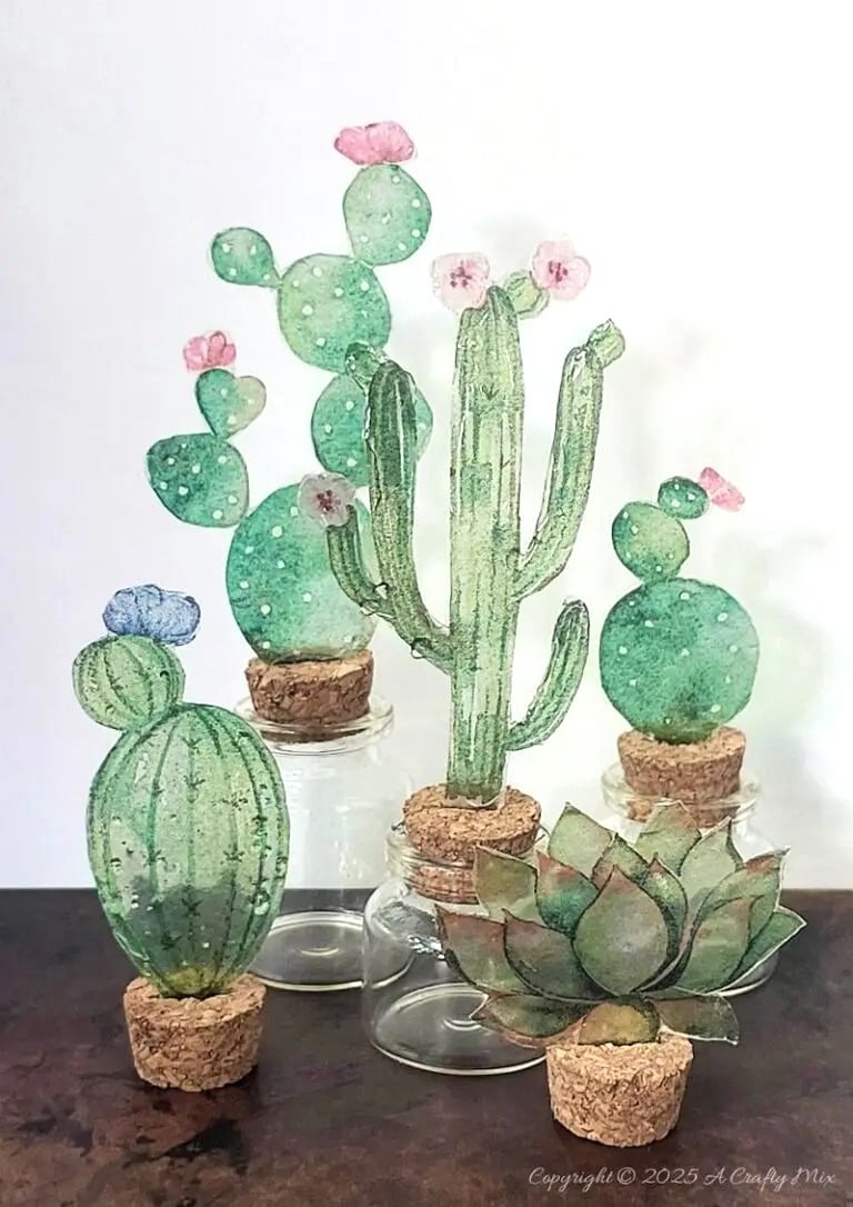 watercolour succulent garden - featured on New Upcycle Ideas 793