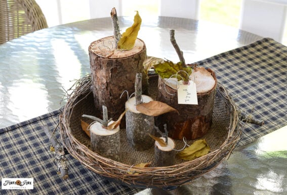 diy wood pumpkins made with thick branches