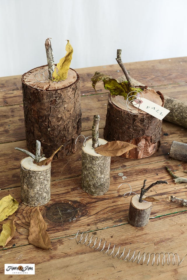 diy wood pumpkins made with thick branches