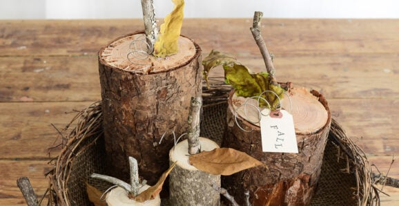 diy wood pumpkins made with thick branches