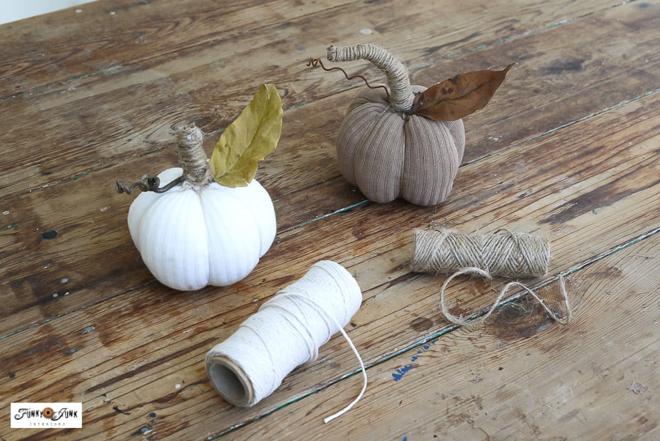 matching string and twine to sock pumpkin tones