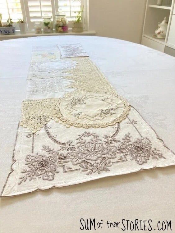 doily table runner - featured on New Upcycle Ideas 800