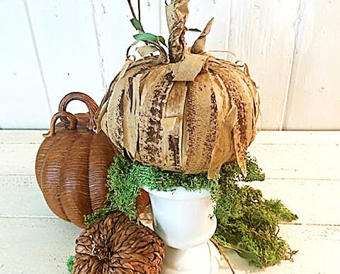 faux bark pumpkins
