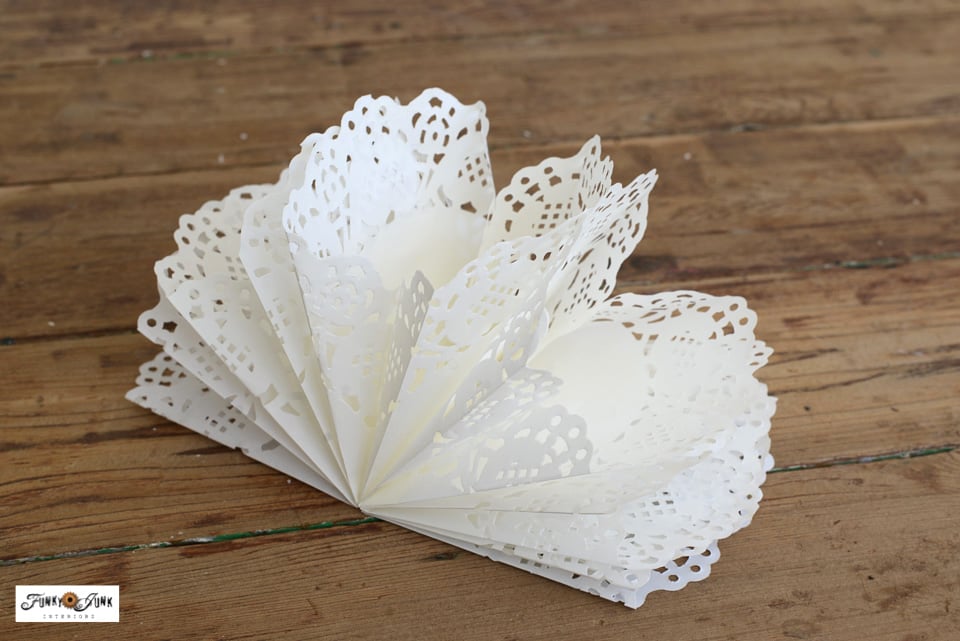 glued paper doily snowflakes