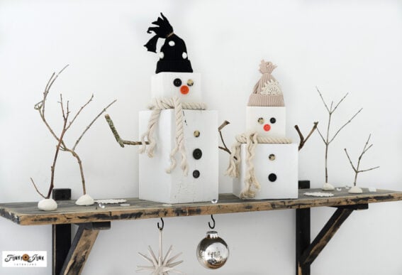 reversible wood pumpkin into snowman craft