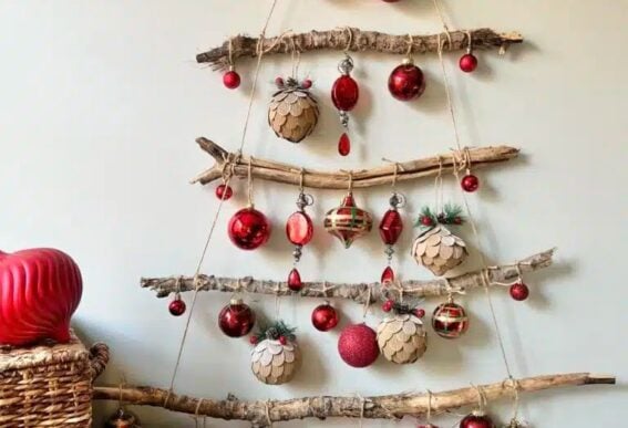 Branch Christmas tree on a wall
