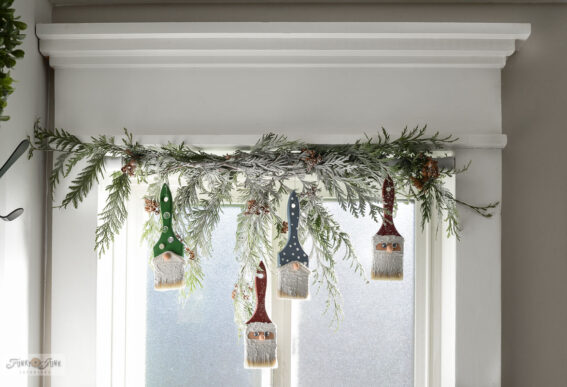 Christmas decorating ideas with a santa and gnome paint brush valance