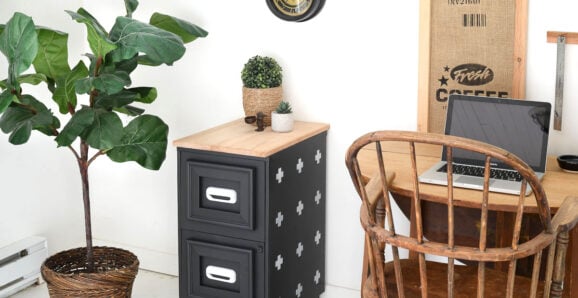 Stenciled file cabinet makeover file cabinet makeover with paint, stencils and picture frames