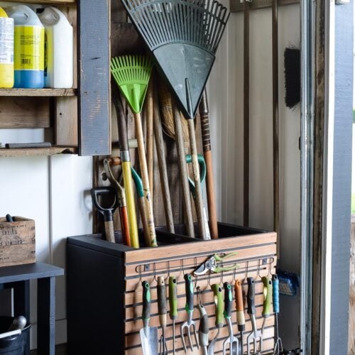 DIY garden tool storage with an old file cabinet