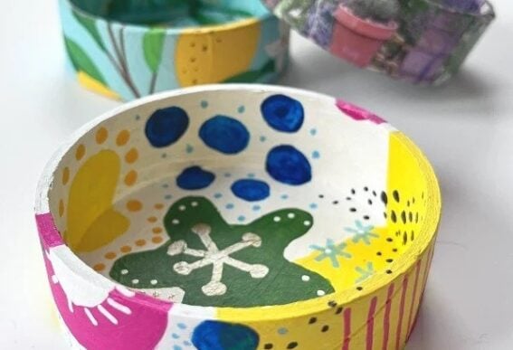 empty tape roll trinket bowls by Sum of their Stories