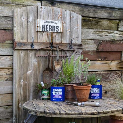 cable reel potting bench for growing herbs