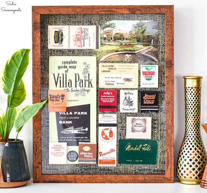 matchbook art in a shadowbox
