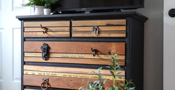 Yardstick dresser TV stand painted tv stand dresser with easy wood strip drawers