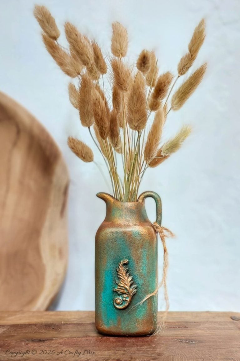 Decorative faux Verdigris patina vase - featured on New Upcycle Ideas 831