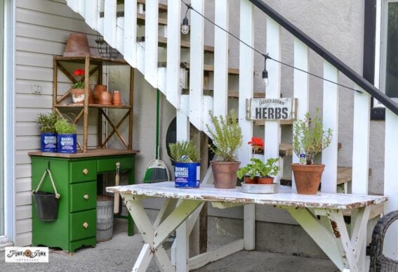 upcycled vintage desk garden station diy