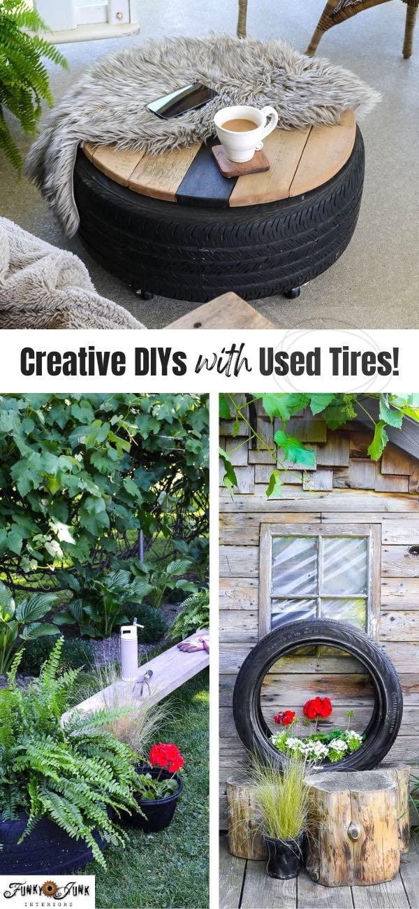 Creative DIY ideas to make with used tires by Funky Junk Interiors
